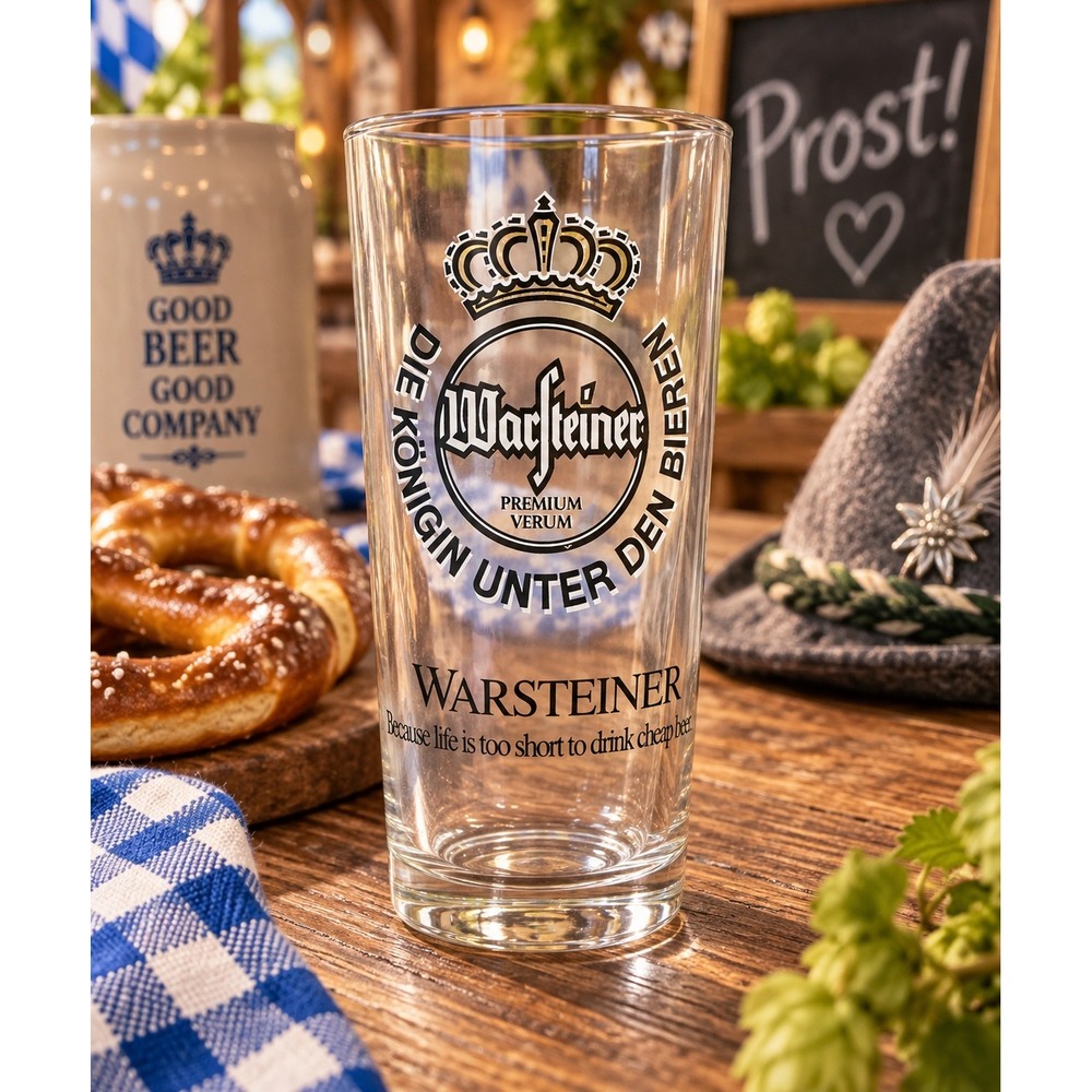 Vintage Warsteiner Beer Glass Premium Verum German Breweriana Pint Barware